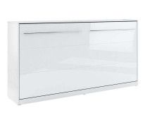 Lit mural escamotable CONCEPTION 90x200 cm blanc/blanc brillant (horizontal)