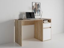 Bureau BIDOU 1 porte 1 tiroir chêne sonoma/blanc