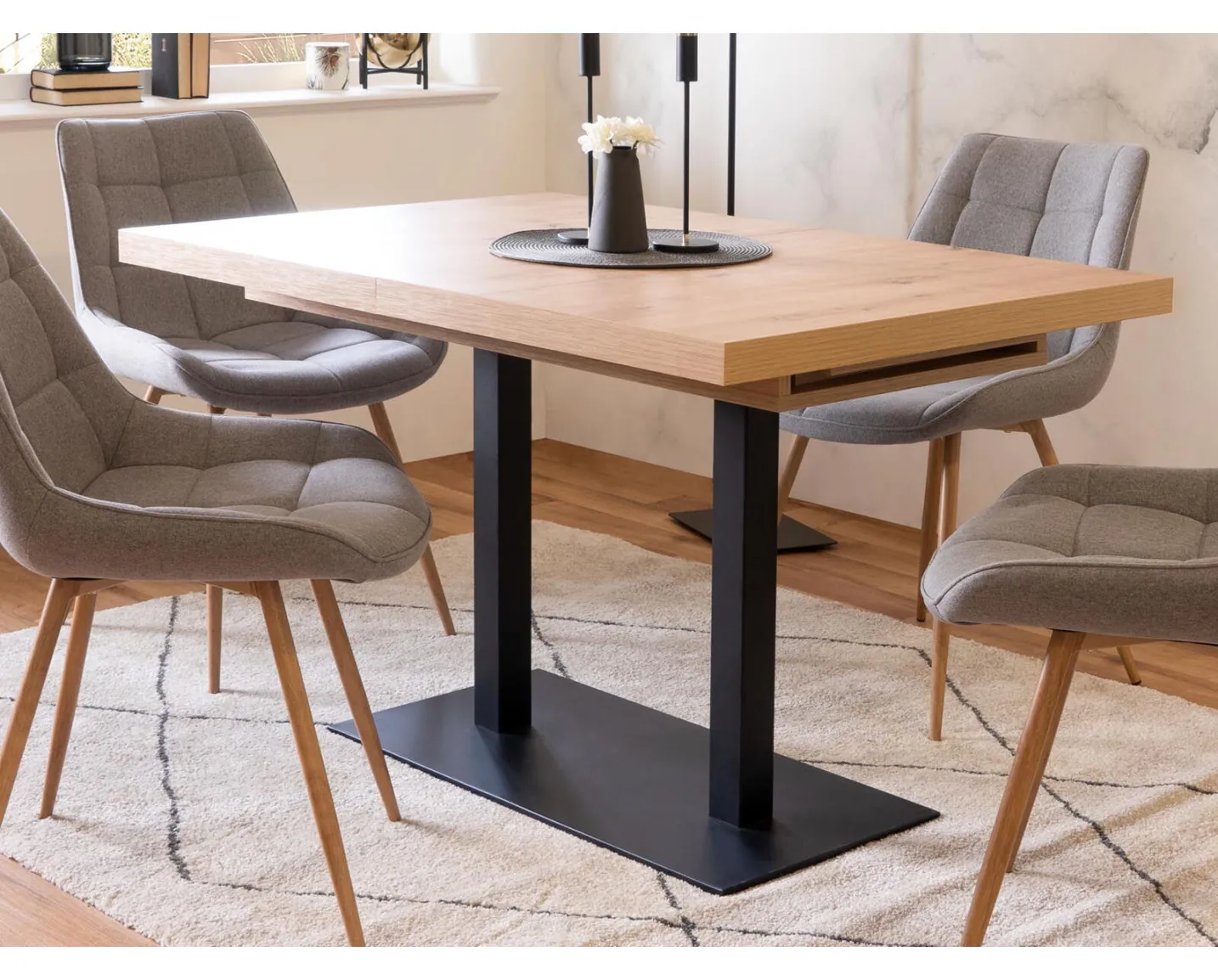 Table De Salle à Manger Extensible Ronde – Bois Massif Blanc, Fabriquée En France