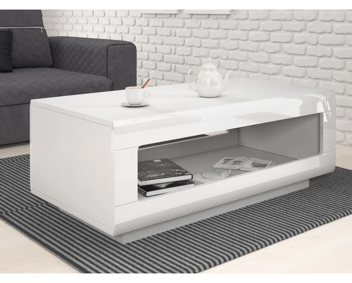 Slato Table Basse Trois étagères avec Roues de Salon | WhichOne Slato Table Basse Trois étagères avec Roues de Salon | WhichOne