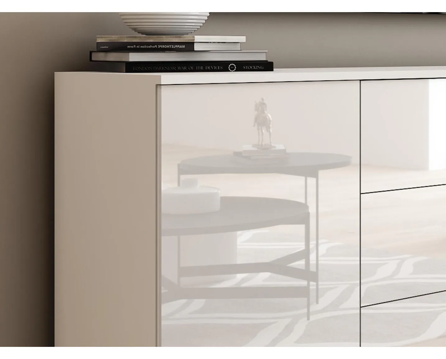 Dmora Buffet moderne, Buffet design avec 3 portes, Made in Italy, Meuble TV, Buffet de salon, cm