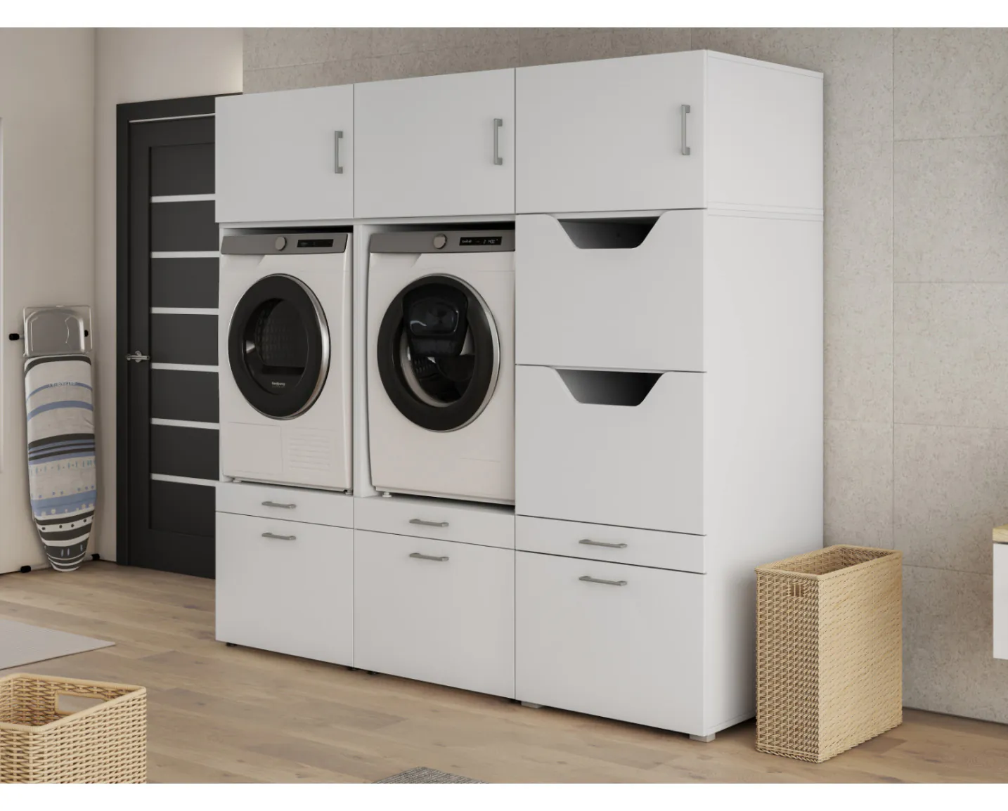 Lot Meubles: 3 Lits + 4 Armoires – Bois, Tailles 160x200 Et 90x200, Séparable