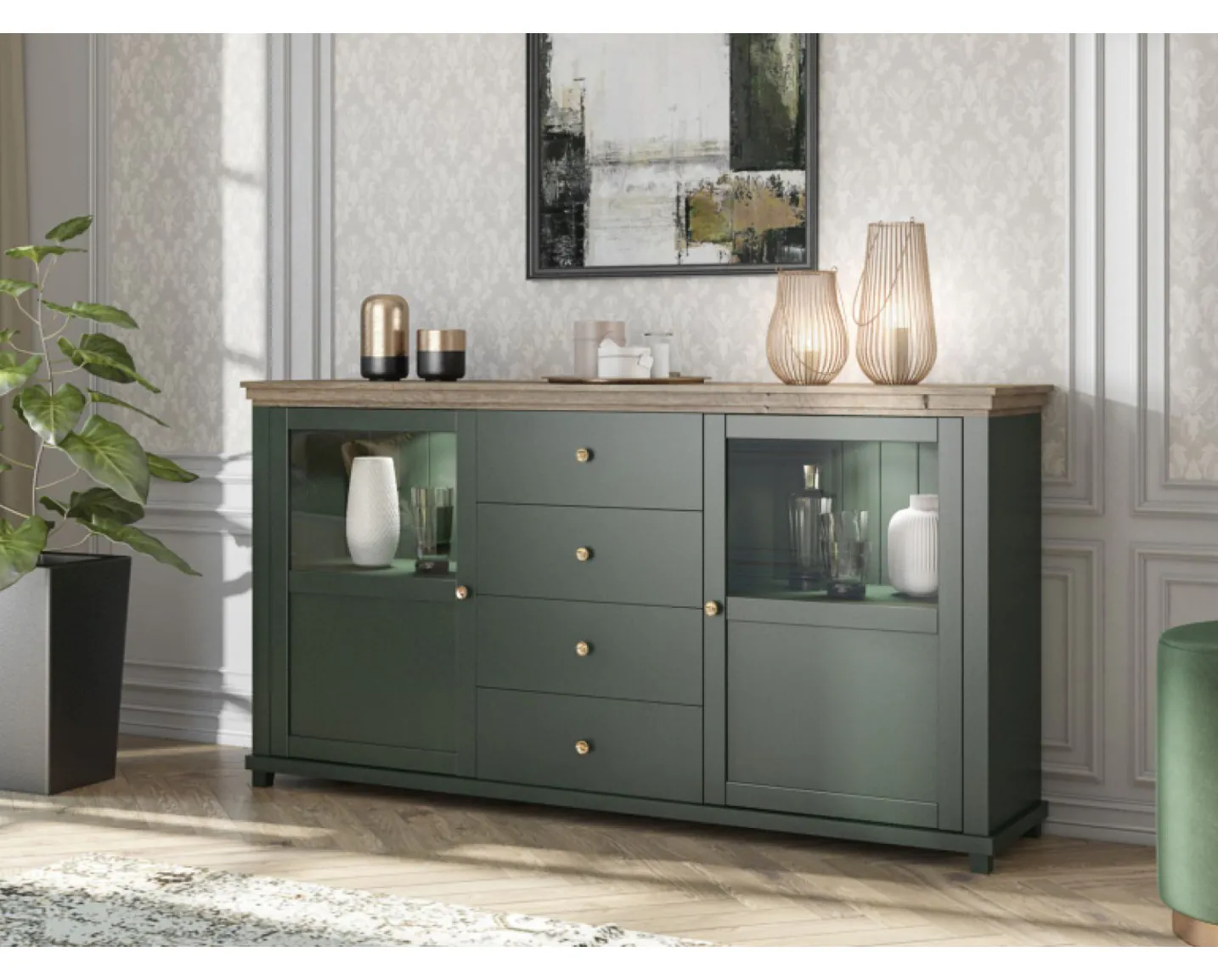 Vicco Table de Chevet Monty, Anthracite-Chêne, 39.6 x 59.1 cm254 - Maison