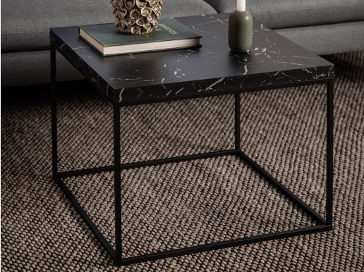 Table basse carrée BARENO 60 cm marbre noir
