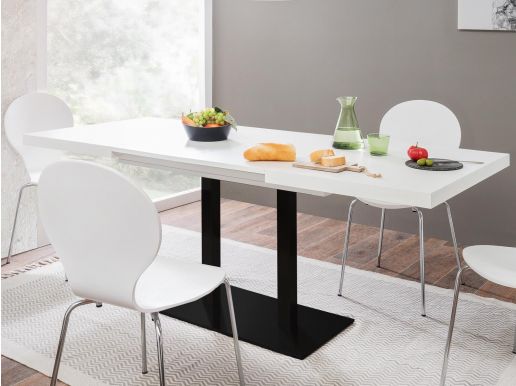 Table à manger extensible QUADRI 120 cm blanc/noir