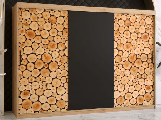 Armoire SOSNY 3 portes coulissantes 250 cm chêne artisan
