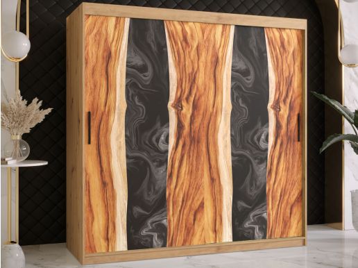 Armoire RESINA 2 portes coulissantes 180 cm chêne artisan