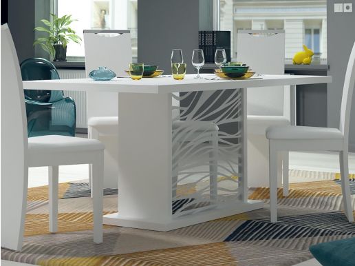 Table repas extensible SPYRO 180 > 225 cm blanc/blanc laqué