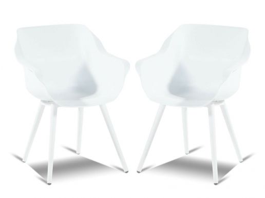 Lot de 2 fauteuils de jardin SOLO blanc avec pieds ronds en aluminium