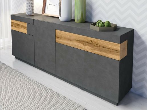 Buffet/bahut SILAC 4 portes 2 tiroirs matera/chêne wotan