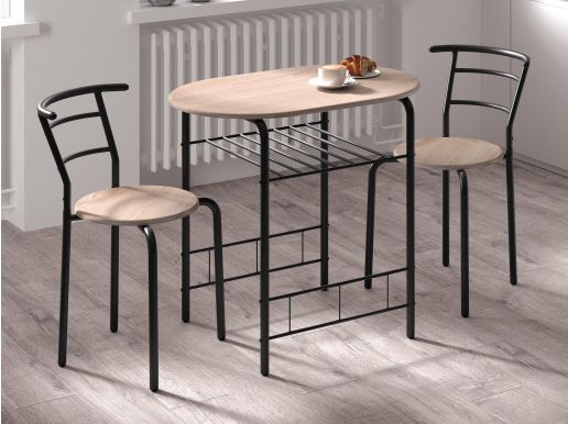 Ensemble table et chaises AIDARA chêne sonoma/noir