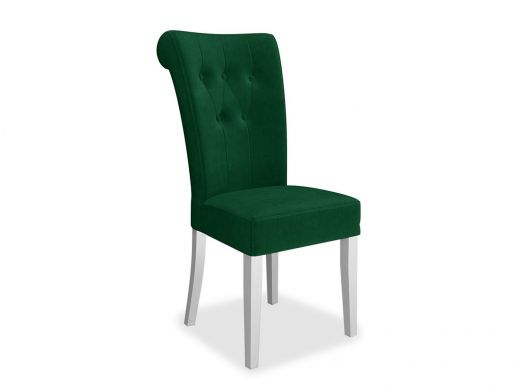 Chaise ELLEN vert avec pieds blanc