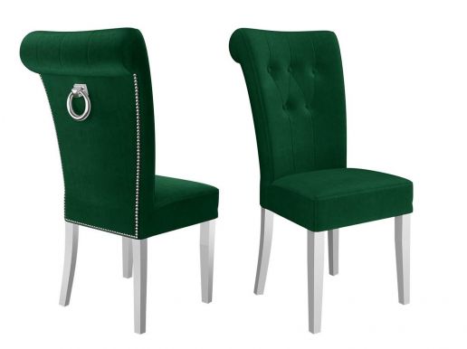 Chaise ELLA vert avec pieds blanc