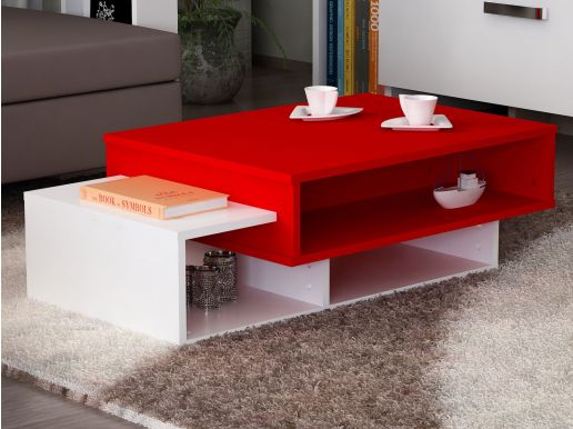 Table basse TABOU 105 cm blanc/rouge