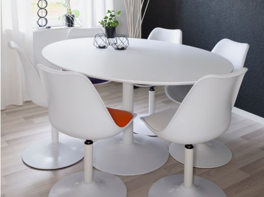 Table repas ovale TACOJI 110x160 cm blanc