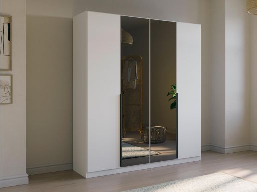 Armoire SKILAMOTA 4 portes blanc avec miroir