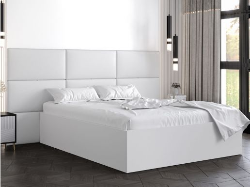 Lit BENJA DELUXE 140x200 cm blanc avec tête de lit blanc