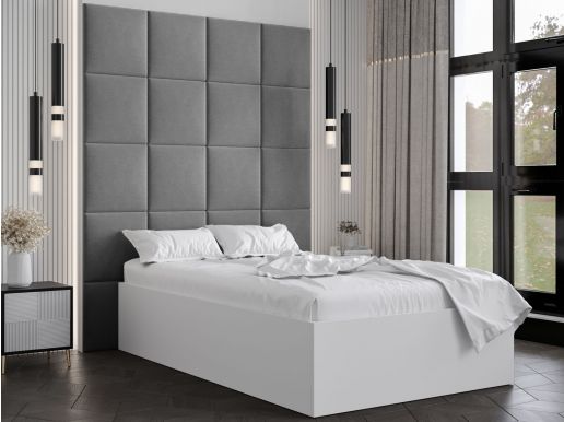 Lit BELCANTO 120x200 cm blanc avec tête de lit gris