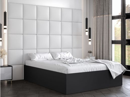 Lit BELCANTO DELUXE 140x200 cm noir avec tête de lit blanc