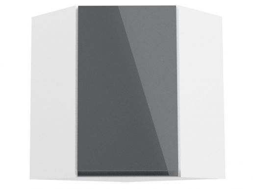 Meuble haut de cuisine de coin ASPAS 1 porte blanc/gris laqué