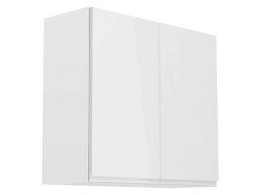 Meuble haut cuisine ASPAS 2 portes 80 cm blanc/blanc laqué