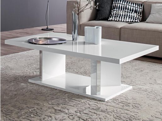 Table basse LIZZO 130 cm blanc brillant