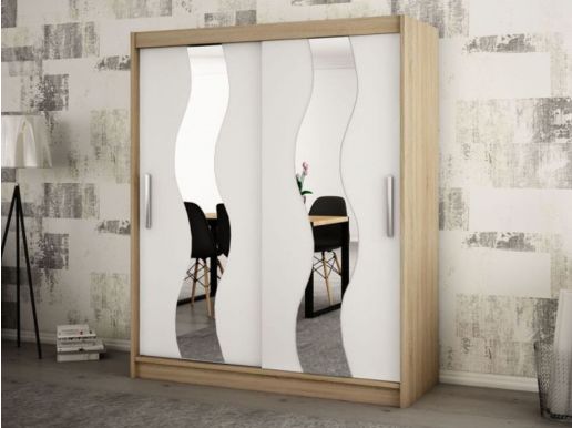 Armoire SEWITE 2 portes coulissantes 150 cm sonoma/blanc