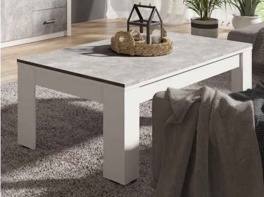 Table basse GENJI 135 cm béton/blanc
