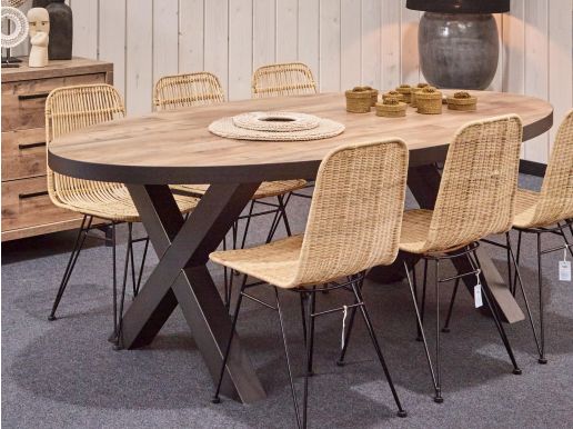 Table à manger extensible rectangulaire TORNADO 137/185x90 cm coloris béton