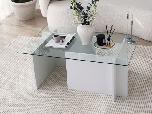 Table basse rectangulaire CAPELLA 105 cm blanc