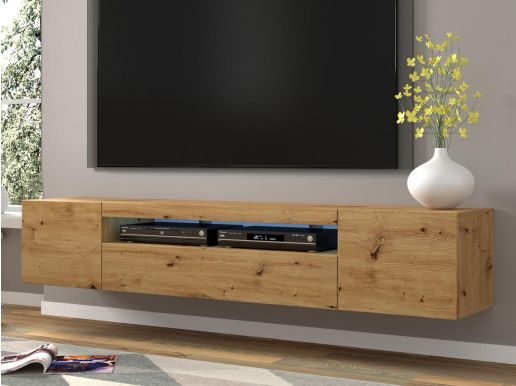 Meuble tv-hifi AUREO 3 portes 200 cm chêne artisan sans led