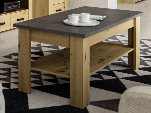 Table basse XELA rectangulaire 120 cm chêne artisanal/gris