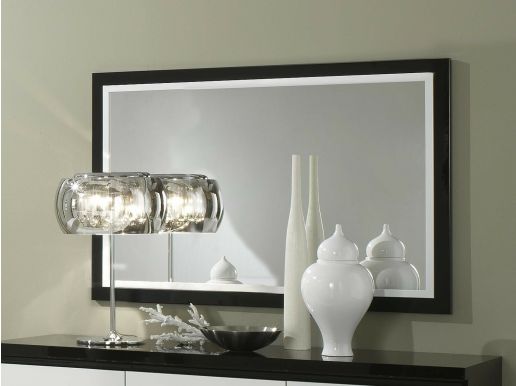 Miroir ROMEO 140 cm noir laque/blanc laque