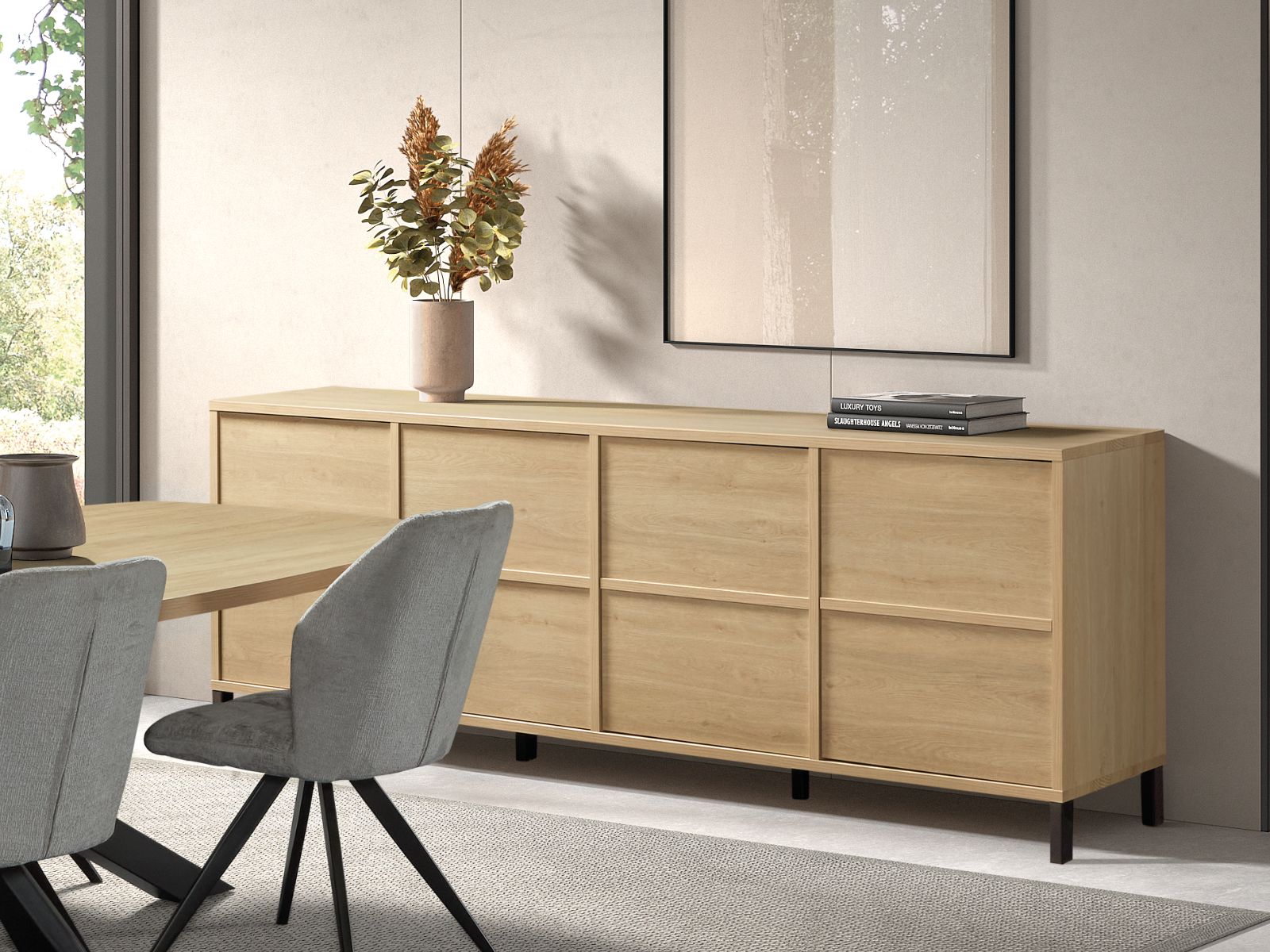 Buffet/bahut AMBER 4 portes chêne urbain