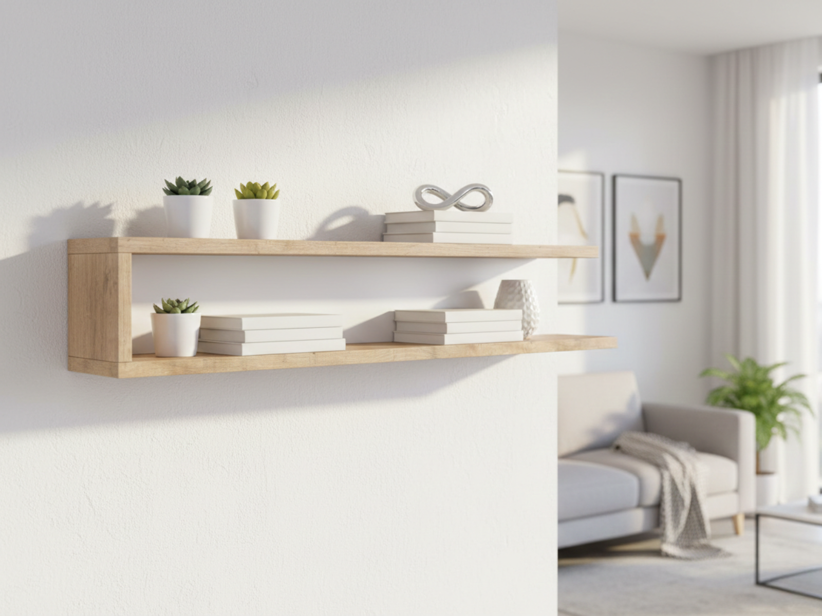 Étagère SINO 180 cm chêne/blanc laqué