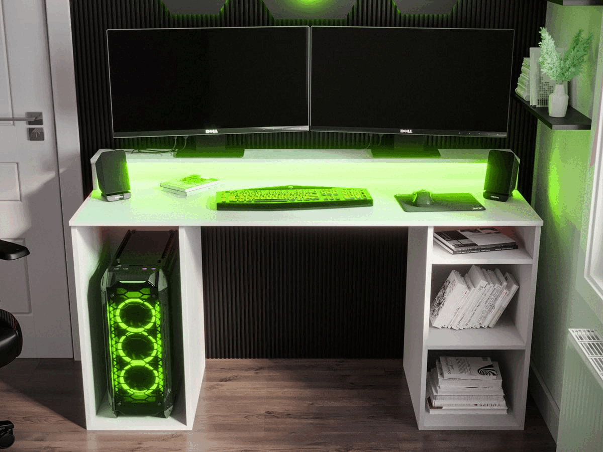 Bureau gamer GEEK 138 cm blanc