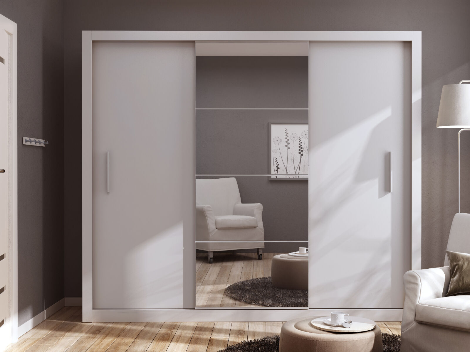 Armoire IDOLE 3 portes coulissantes blanc mat