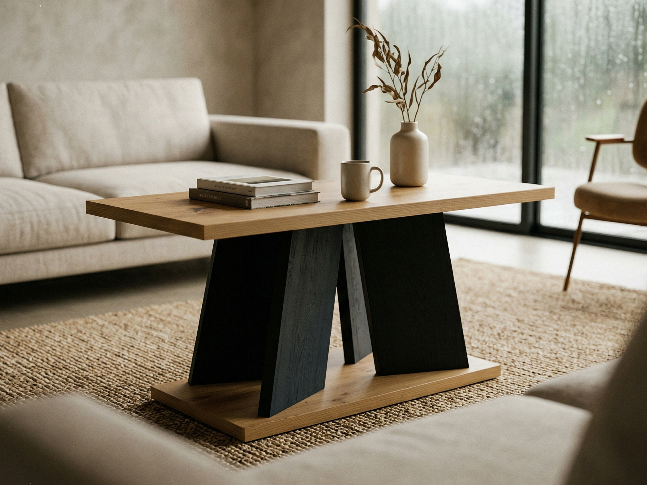 Table basse rectangulaire MUFFALO 110 cm chêne artisan/noir