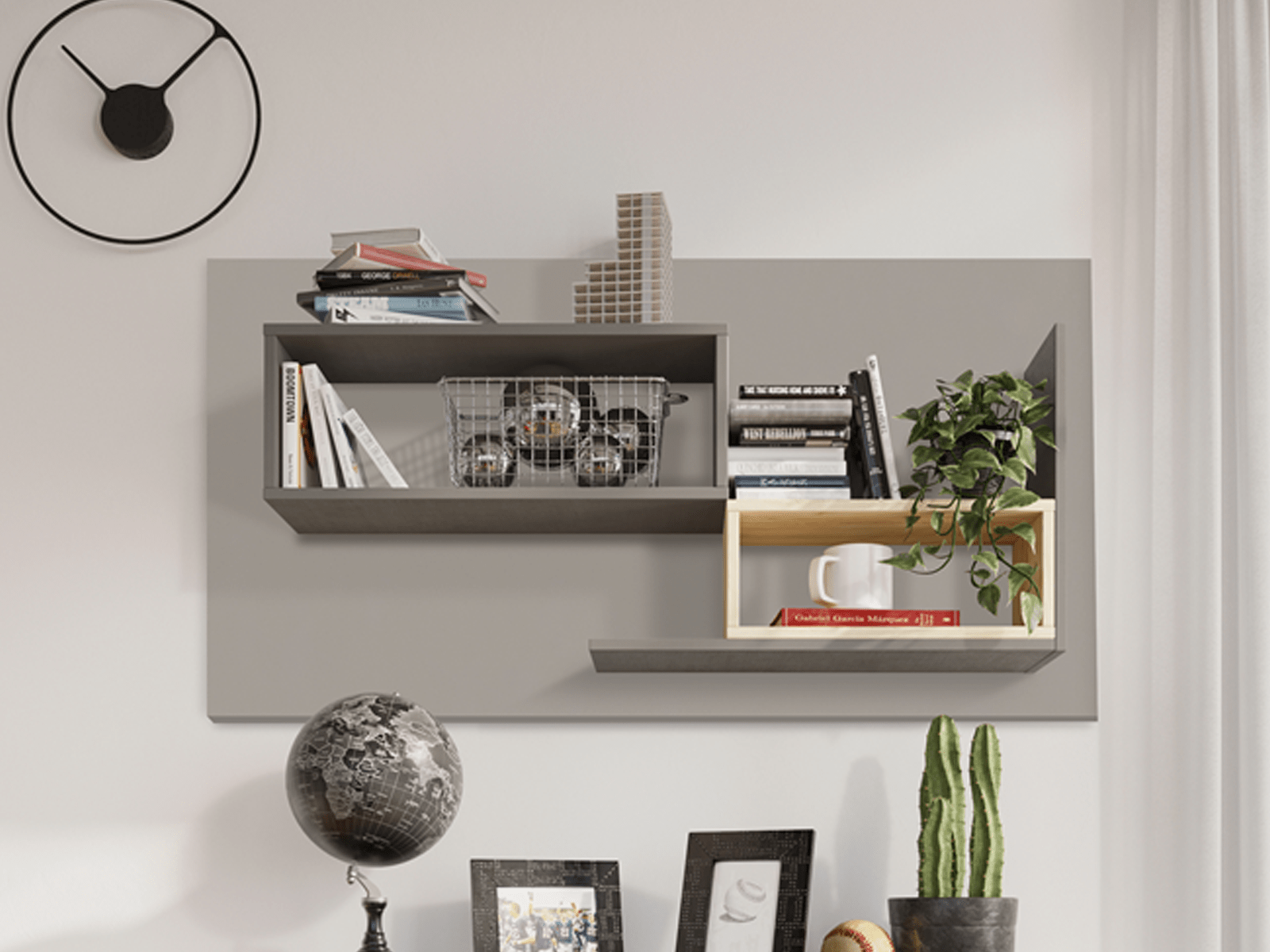 Armoire murale PIKA 2 niches blanc/gris clair