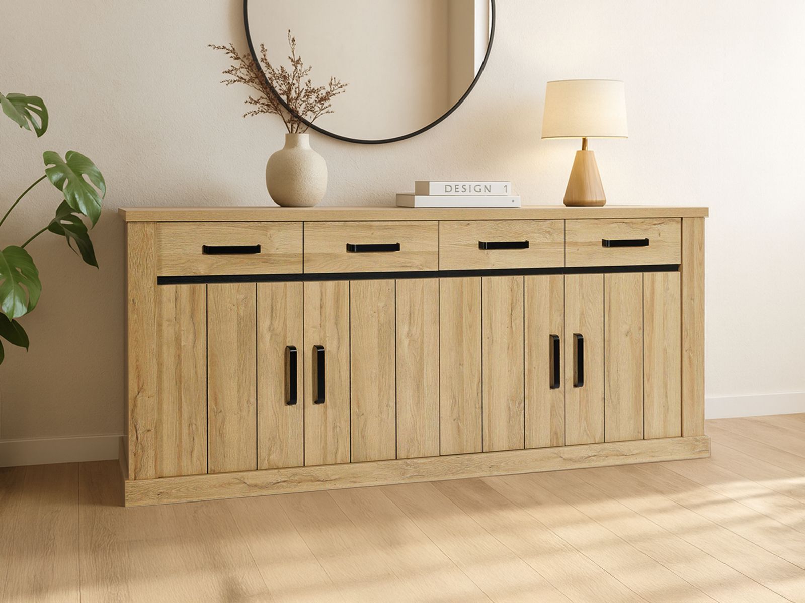 Buffet/bahut TIBOR 4 portes 2 tiroirs chêne français