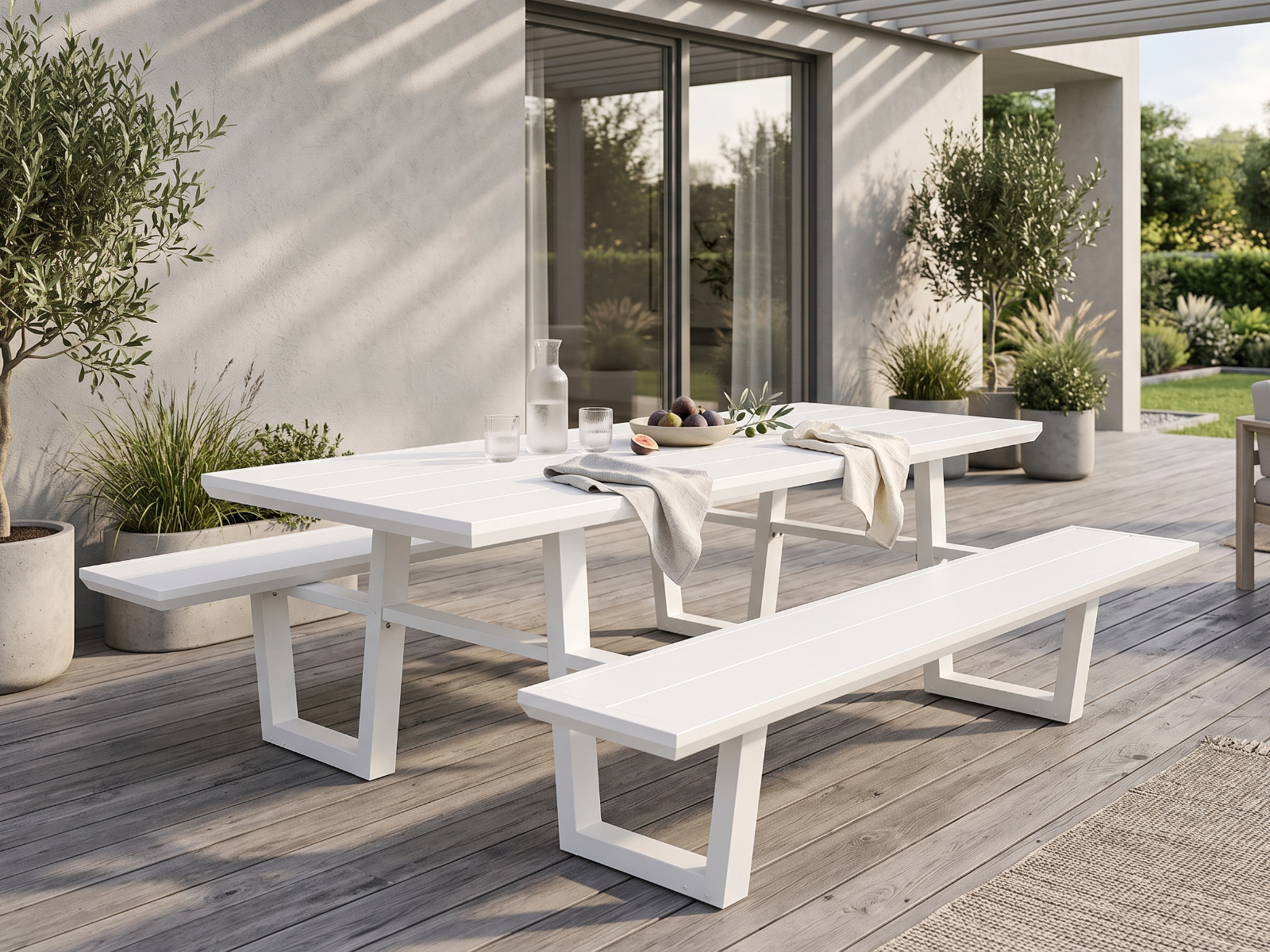 Table pique-nique VICENZA 240 cm aluminium blanc